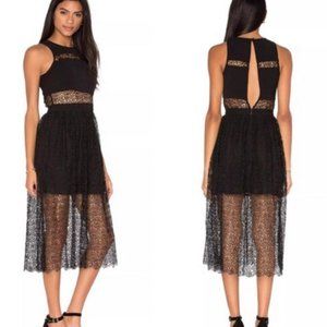 NBD Desire Be Black Floral Lace Midi Dress